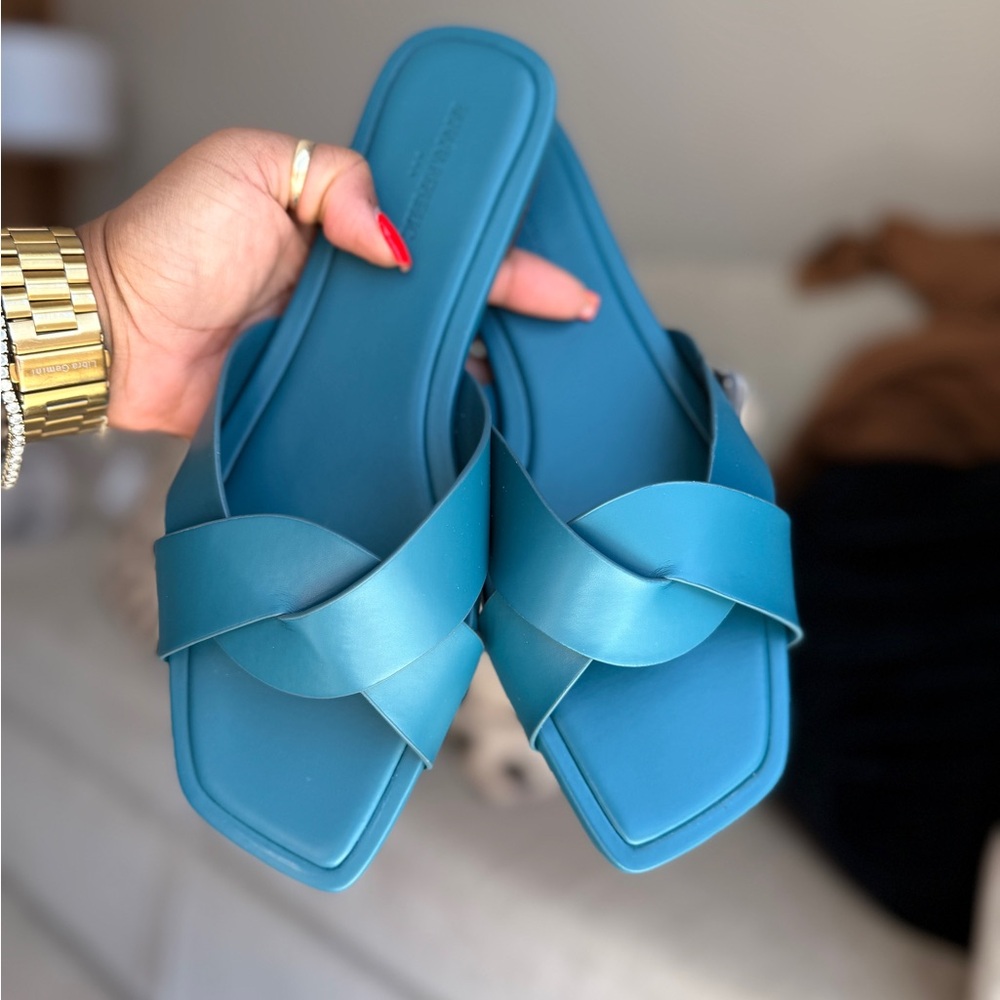 Teal Braided Slides- Banana Republic